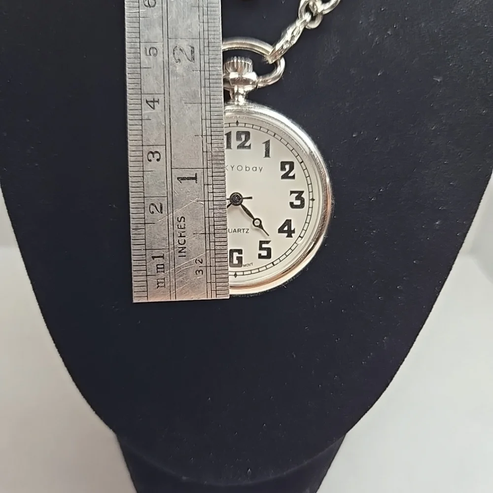 TOKYObay Pocket Watch Silver Tone New Battery Jeans Pants Suit Chain Necklace